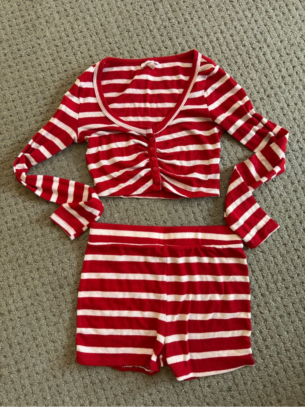 Colsie Red & White Striped Two-Piece Pajama Set
